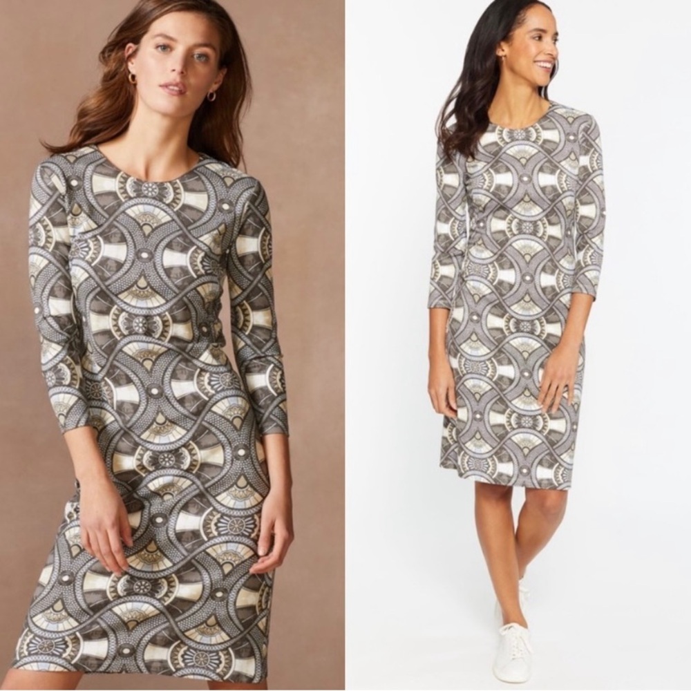J. McLaughlin Chocolate/Tan Devon Dress Women’s Medium - Picture 1 of 8